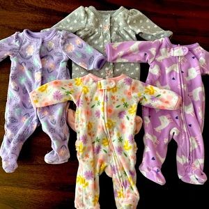 Preemie girl fleece sleepers